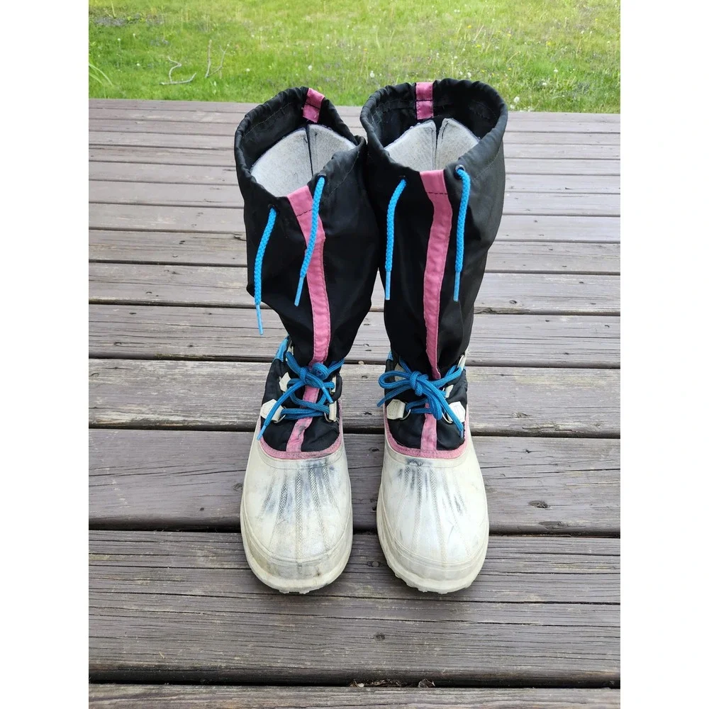Sorel Kaufman Winter Boots Black Pink Blue Retro Snow Duck Boots Mens 11